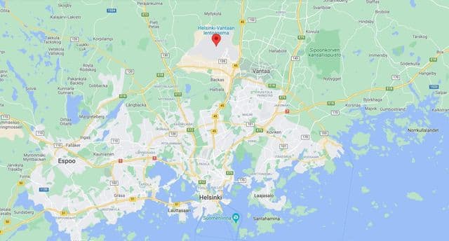 Mapa de los aeropuertos de Helsinki