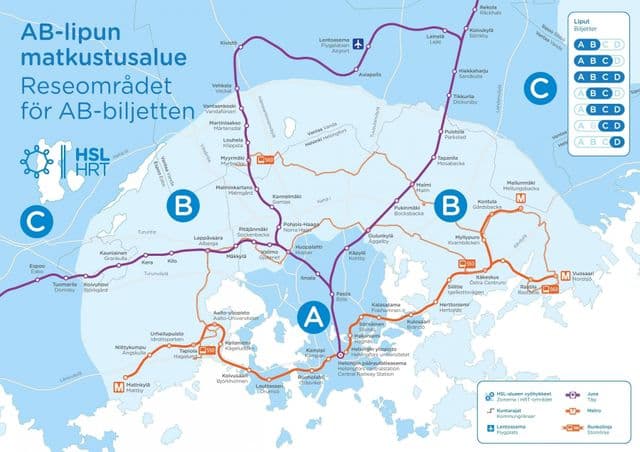 Mapa de las estaciones de metro de Helsinki