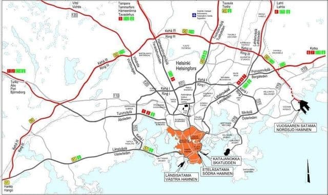 Mapa de carreteras de Helsinki