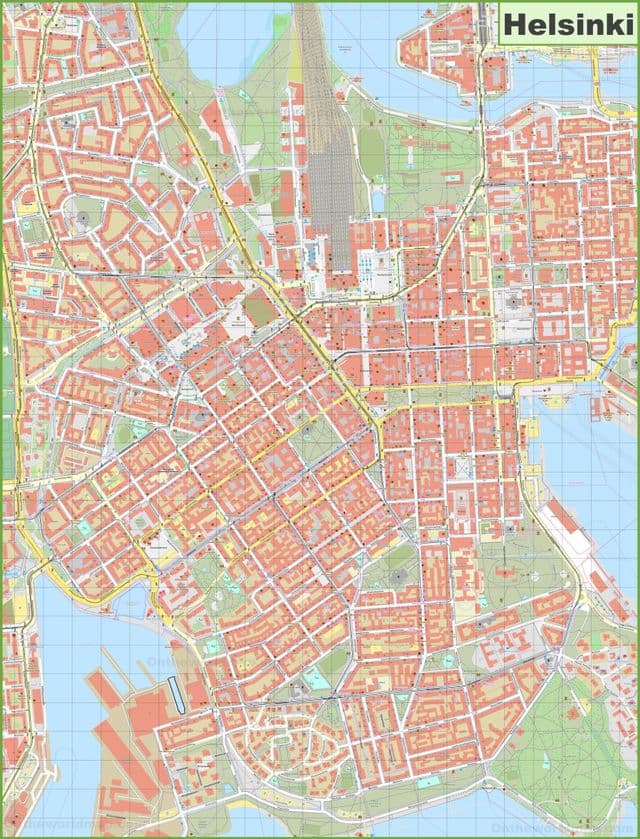 Mapa de las calles de Helsinki
