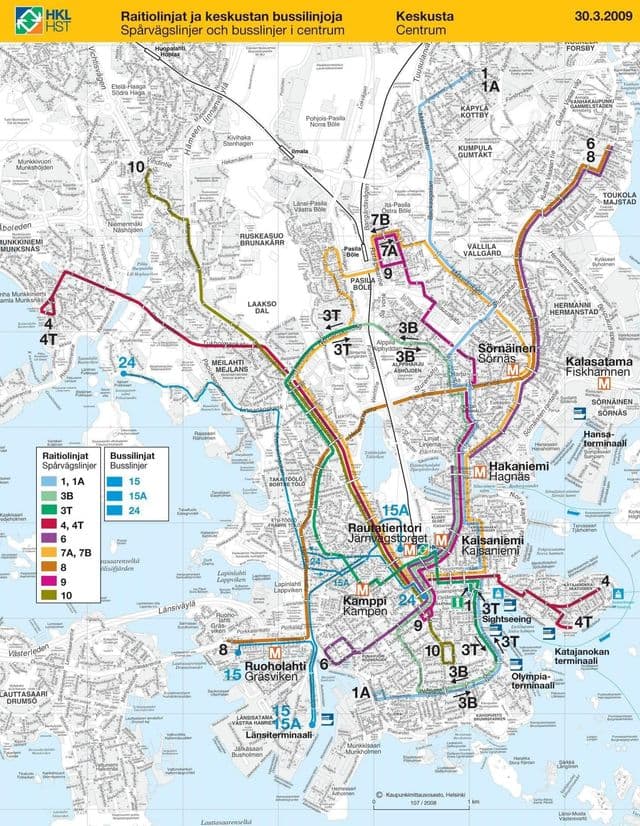 Mapa de transporte de Helsinki