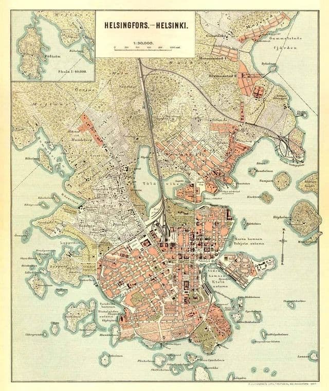 Mapa antiguo de Helsinki