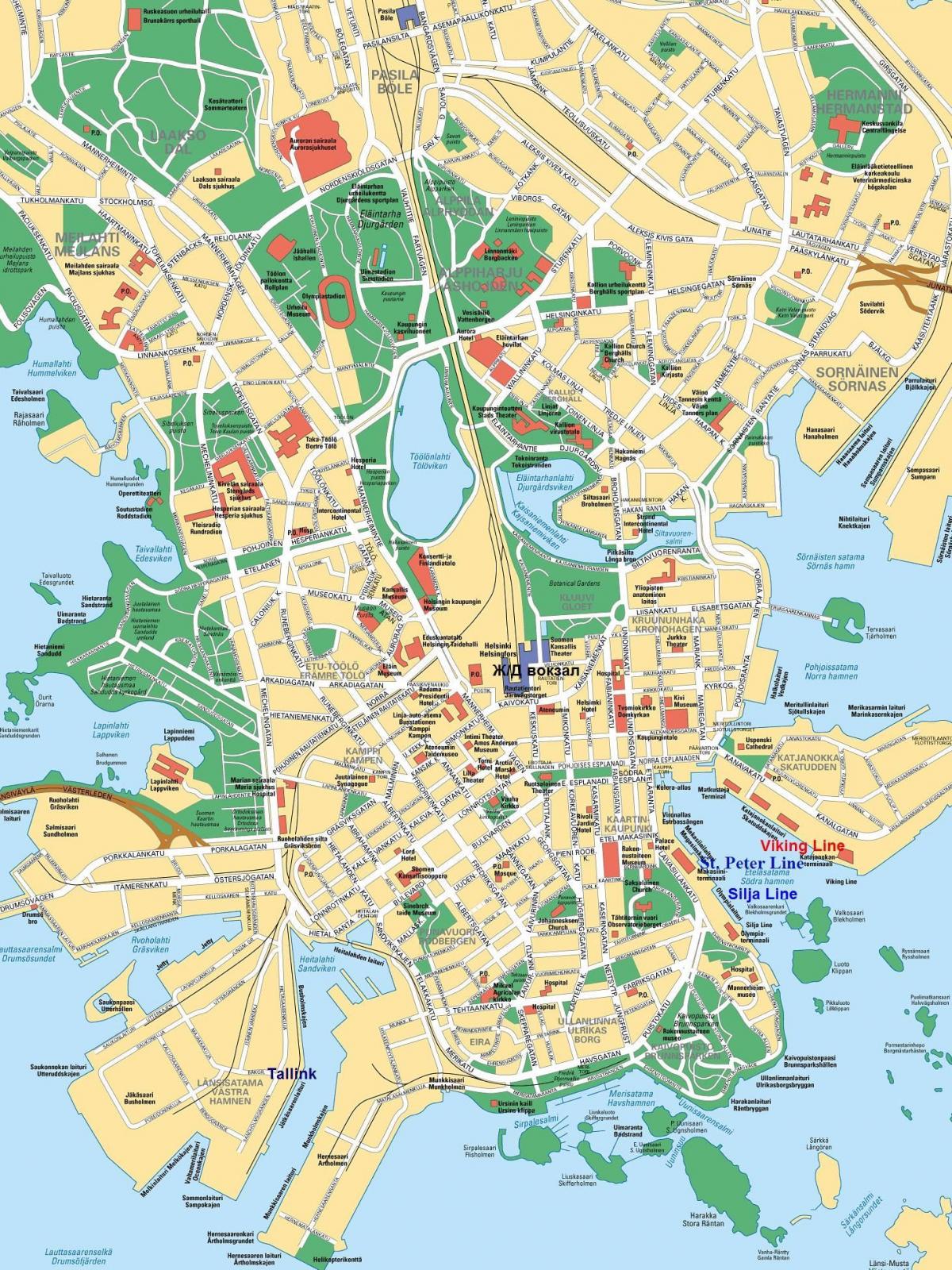 Mapa de la ciudad de Helsinki