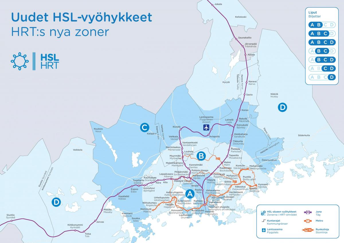 Mapa de zonas de Helsinki